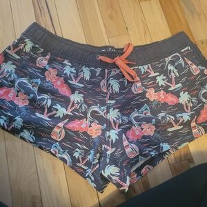 Salt Life Women's Tropical Print Shorts - Gray and Orange